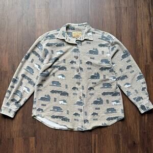 Bit & Bridle Ladies Western Print Button Up Shirt French Terry Size Medium